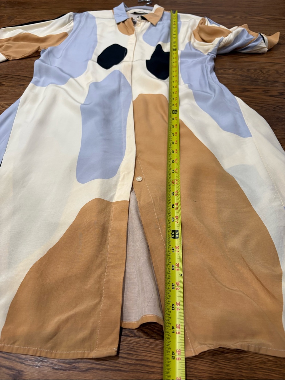 & Other Stories Beige and Cream Patterned Shirt Dress 6 two small stains see pic - Picture 11 of 15